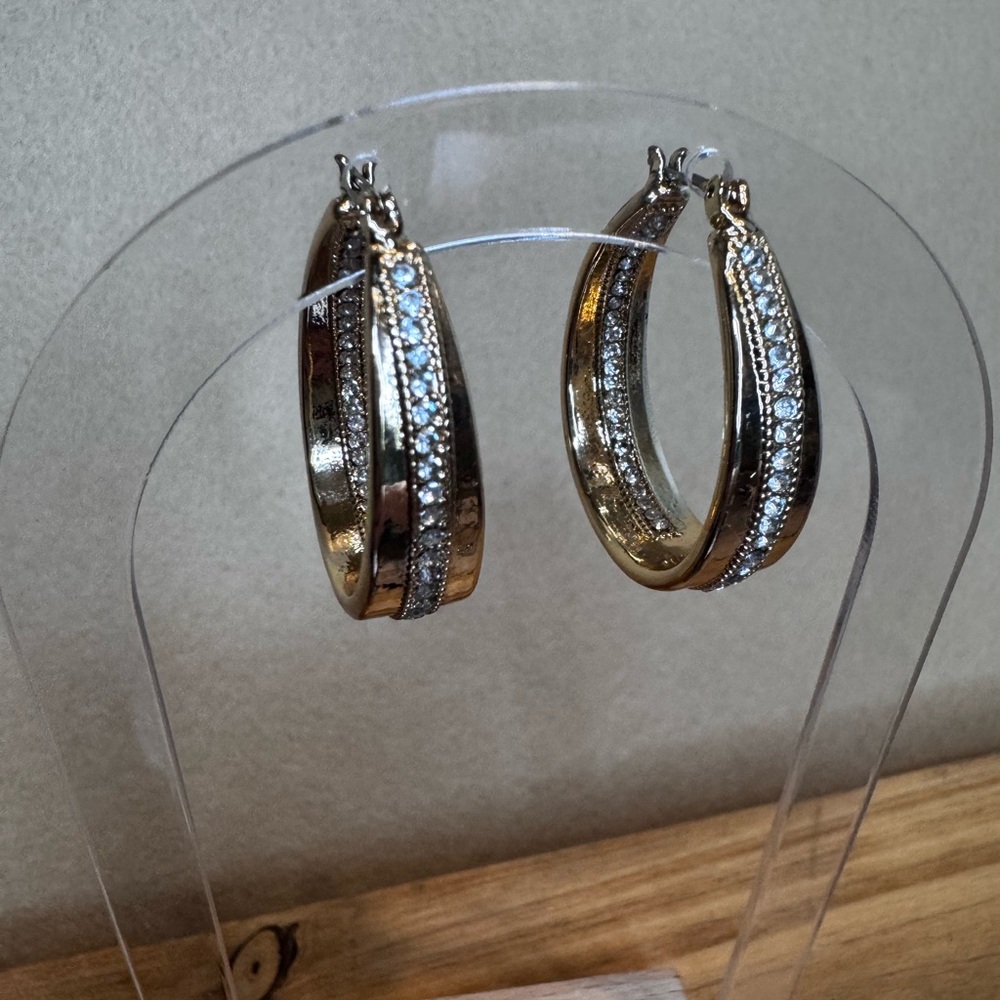 Elegant Gold and Crystal Hoop Earrings
